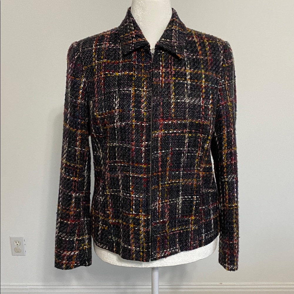 Coldwater Creek Charcoal Gray Multicolor Tweed Blazer